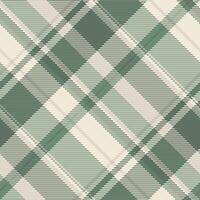 Elegant sage green and cream plaid pattern. Perfect for textile design, apparel, packaging, or website backgrounds. Subtle yet stylish, this repeating pattern offers a sophisticated aesthetic. vector
