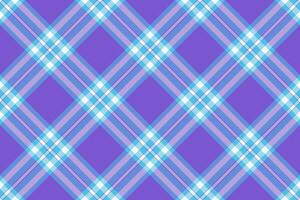Warmth textile texture, vivid fabric plaid pattern. Flow background seamless tartan check in indigo and cyan colors. vector
