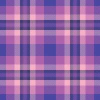 Vivid fabric background texture, skirt plaid tartan seamless. Linear check textile pattern in indigo and magenta colors. vector