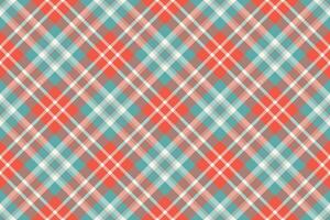 Vibrant coral and teal plaid pattern. Perfect for textile designs, apparel, wrapping paper, or website backgrounds. This seamless texture offers a retro, stylish feel. vector