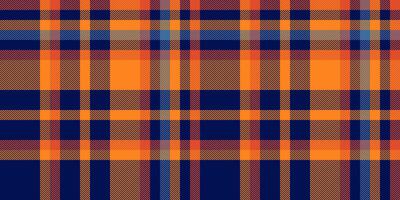 Covering plaid pattern texture, free textile background . Style tartan check fabric seamless in blue and vivid tangerine colors. vector