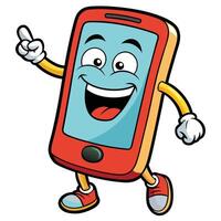 smartphone cartoon character with a happy face white backgroundtration vector