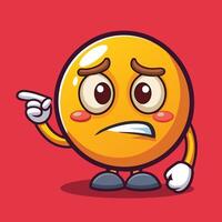 emoticon angry cartoon character with sad face and pointin white backgroundg finger vector