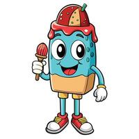 ice cream character holding an ice cream cone white background vector