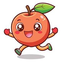 an apple character running with a smile white background vector