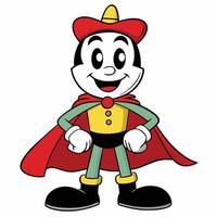 a cartoon character wearing a red cape and hat white background vector