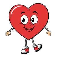 heart cartoon character with and arms white background vector