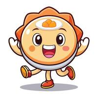 a cartoon character running with an egg in its hand white background vector
