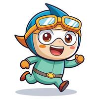 cartoon character running with goggles on white background vector