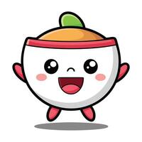 a cartoon character of a bowl of rice with a smile white background vector