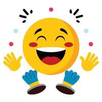 a smiling emoticion with gloves and mittens white background vector