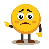 emoji character with sad face and pointing finger white background vector