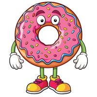 a cartoon donut character with arms white background vector