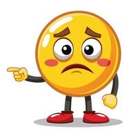 emoticon character with sad face pointing at something white background vector