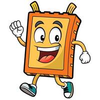 a cartoon robot character running with a big smile vector