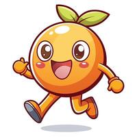 an orange character running smile on its face white background vector