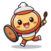 a cartoon character running with a spatula white background vector