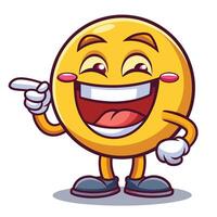 emoticon character with a point and smile illustration white background vector