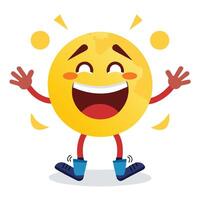emoji character with happy face and hands white background vector
