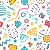 seamless pattern with colorful and shapes white background vector