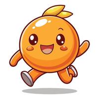 an orange character running a smile on its face white background vector