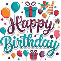 happy birthday illustration white background vector
