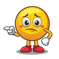 emoticon character with sad face pointing finger at somethi white backgroundng vector