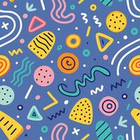 seamless pattern with colorful geometric shapes and shapes white background vector