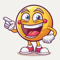 emoticon character with a happy face and a point to the side white background vector