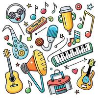 music instruments and musical instruments set white background vector