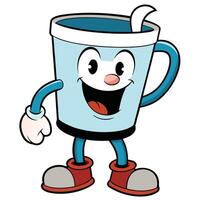 a cartoon cup with a smile and a straw white background vector