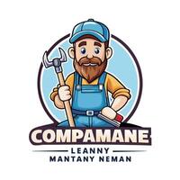 a cartoon character with a hammer and a tool white background vector