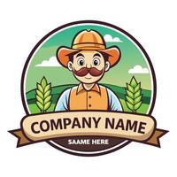 a farmer with a mustache and hat in a circle white background vector
