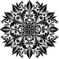 a black and white design with a circular pattern white background vector