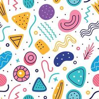 seamless pattern with colorful shapes and shapes white background vector