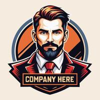 a man with a beard and a red tie is wearing a suit and has a r white backgrounded beard vector