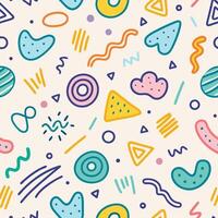 seamless pattern with colorful shapes lines white background vector