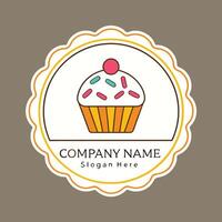 a cupcake logo design with a colorful design white background vector