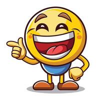 emoji character with a happy face and a finger up white background vector