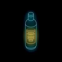 A bottle of shampoo is glowing in neon light vector