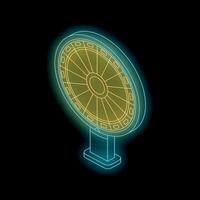 A neon sign with a wheel on it vector