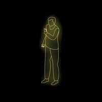 A man is standing in front of a glowing light vector