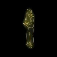 A man standing in front of a glowing light vector