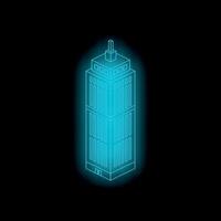 A neon light is shining on a skyscraper vector