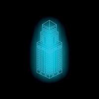 A neon skyscraper with a glowing blue light vector