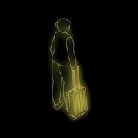 A person with a suitcase in the dark vector