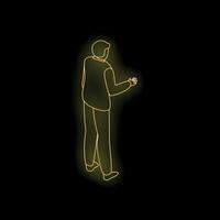 A man is standing in front of a glowing light vector