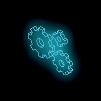 Glowing gears on black background vector