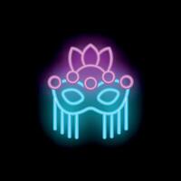 A neon sign with a mask and a lotus flower vector