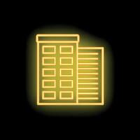 A neon sign of a building with a window vector
